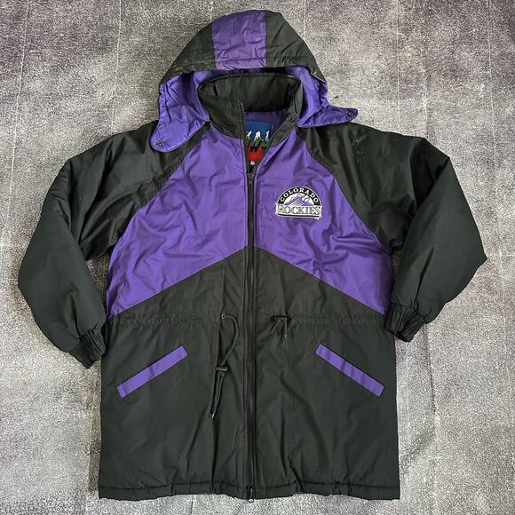 Men's Vintage 90's Fans Colorado Rockies Purple Black Starter Parka Jacket Sz L